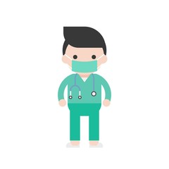 Surgeon, Cute character professional people in flat design
