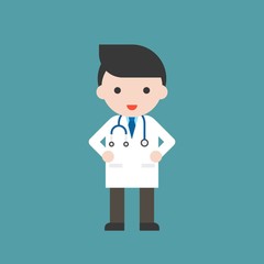 Doctor, Cute character hospital and healthcare staff, flat design