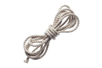 Roll of thin natural rope, isolated on white background