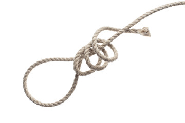 The process of tying a rope knot for a noose, isolated on white background