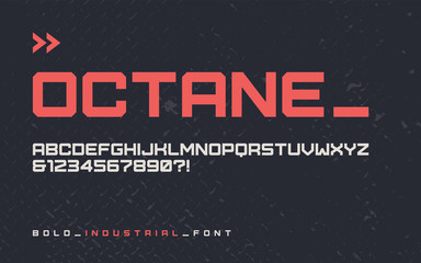 Vector bold industrial style display font, modern blocky typefac