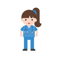 Nurse, Cute character healthcare staff, flat design