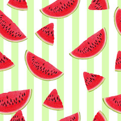 Seamless pattern of watermelon slices