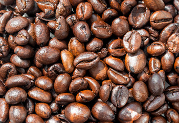 background of scattered coffee beans