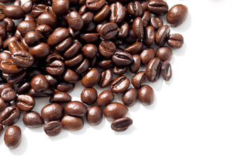 Coffee beans as a background isolated on white