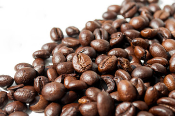 Coffee beans as a background isolated on white
