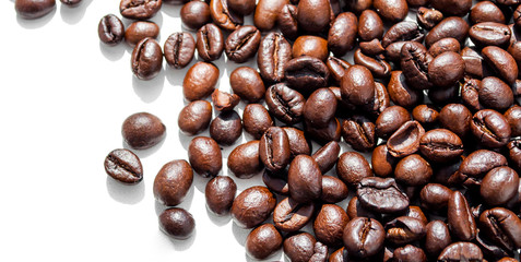 Coffee beans as a background isolated on white