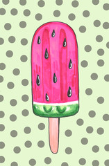Hand drawn summer ice-cream illustration background