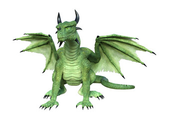 3D Rendering Fantasy Dragon on White