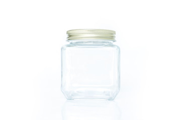 glass jar empty on white background