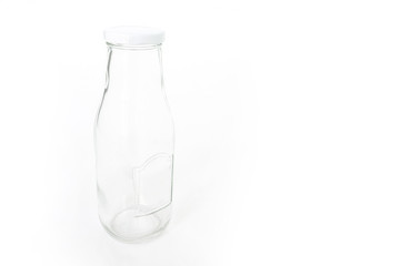 glass bottle empty clear on white background