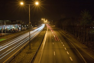 Fototapeta na wymiar light trails highway