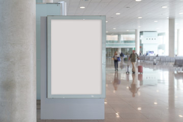 Blank billboard mock up in an airport - obrazy, fototapety, plakaty
