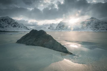 Fototapete Reinefjorden Norway lofoten winter landscape