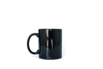 cup black or mug black empty on white background