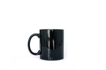 cup black or mug black empty on white background