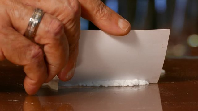 Splitting Cocaine On The Table, Illegal Drugs