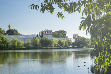 Orthodox monastery on the shore of the lake.