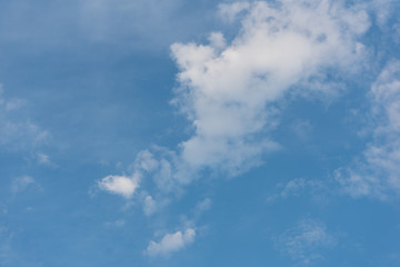 Blue sky with group of white clouds as wallpaper or background