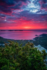 Amazing red and purple sunset in Australia, Mount Bishop in Wilsons prom