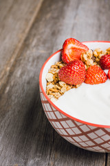 Healthy breakfast with strawberry. Selective focus. 