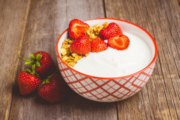 Healthy breakfast with strawberry. Selective focus. 