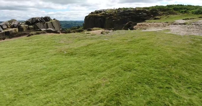 Aerial view of Ilkley Moor and it's cliffs
