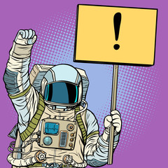 Astronaut protests with a poster © studiostoks