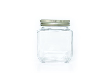 glass jar empty on white background