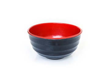 black, red bowl empty on white background