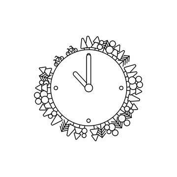 ecological concept design, vector illustration. Clock with icons bicycle and trees. Save the planet