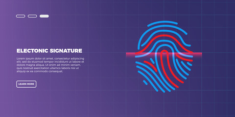 Abstract futuristic digital fingerprint scanner. concept of technology security