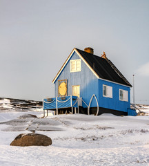 A colourful house in the tiny inuit village of Oqaatsut in west Greenlamd - 216393467