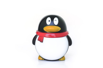 penguin toy decoration figurines on white background