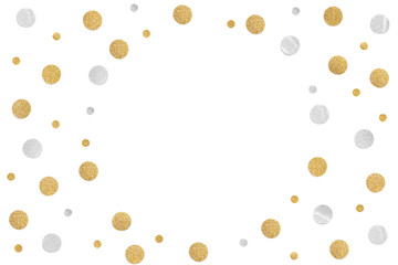 Gold and silver glitter frame paper cut on white background - isolated