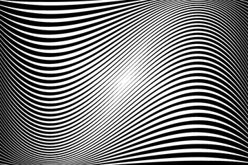 Abstract pattern.  Texture with wavy, billowy lines. Optical art background. Wave design black and white.