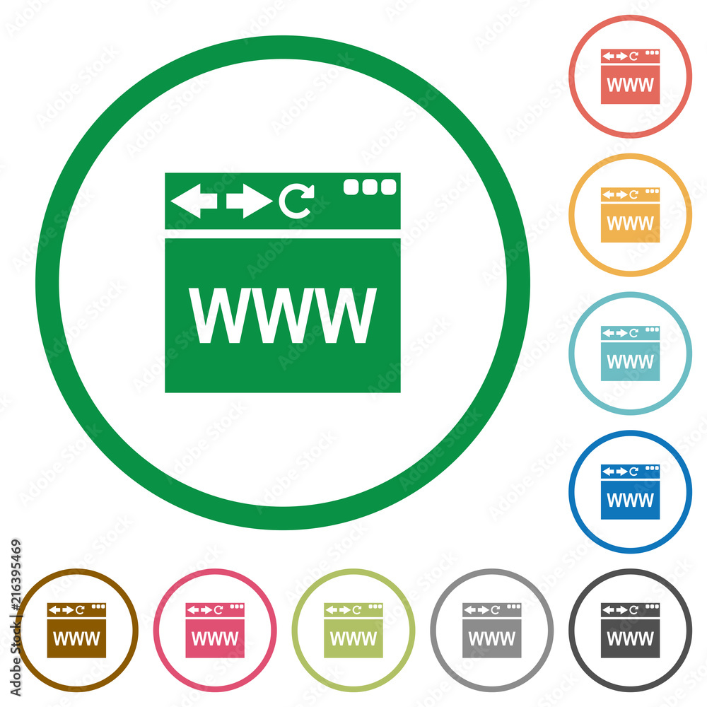 Poster browser webpage flat icons with outlines