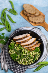 Pasta in green sauce