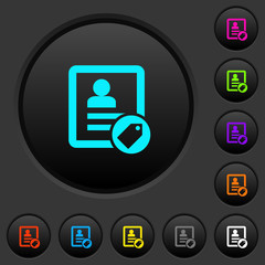 Contact tag dark push buttons with color icons