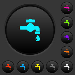 Water faucet with water drop dark push buttons with color icons