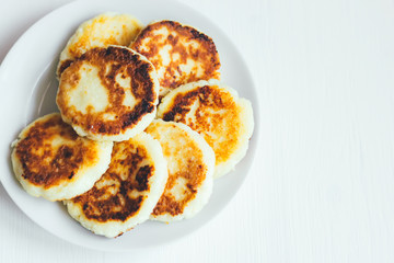 Cheese pancake on the plate