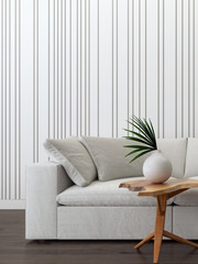 Modern living room interior design 3D Rendering