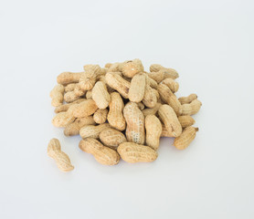 peanut in shell pile on white background