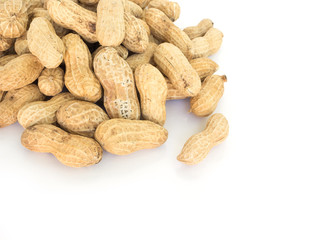 peanut in shell pile on white background