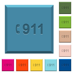 Emergency call 911 engraved icons on edged square buttons