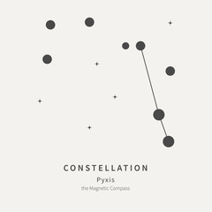 The Constellation of Pyxis. The Magnetic Compass - linear icon. Vector illustration of the concept of astronomy.