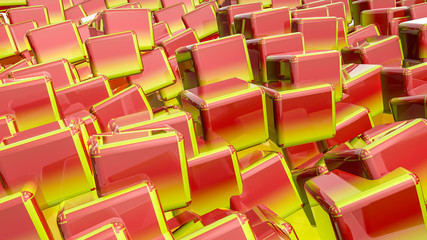 Obraz premium red-orange glossy three-dimensional cubes. abstract background. 3D rendering