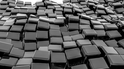 Obraz premium dark glossy three-dimensional cubes. abstract background. 3D rendering