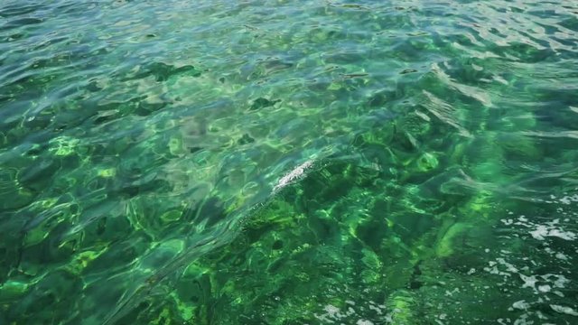 Stunning clear, light blue and green ocean water. shot from boat