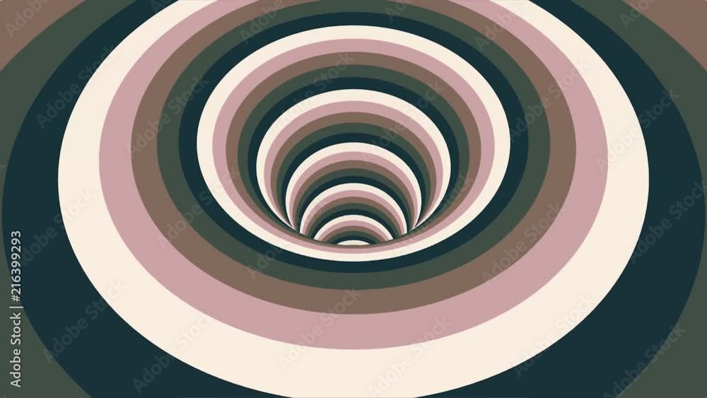 Poster abstract background with animated hypnotic tunnel from colorful caramel, glass or plastic. spiral sh